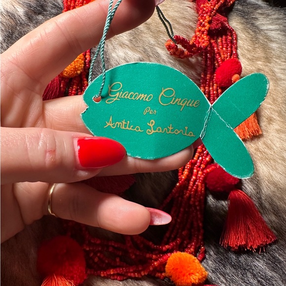 Italian Antica Sartoria Multi-Strand Red Seed Beaded Necklace - Picture 7 of 7